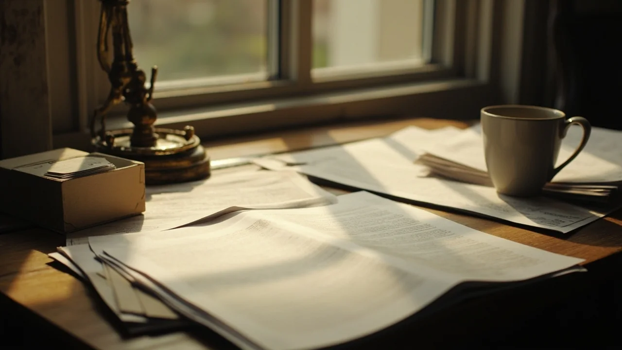 Editorial desk with printouts